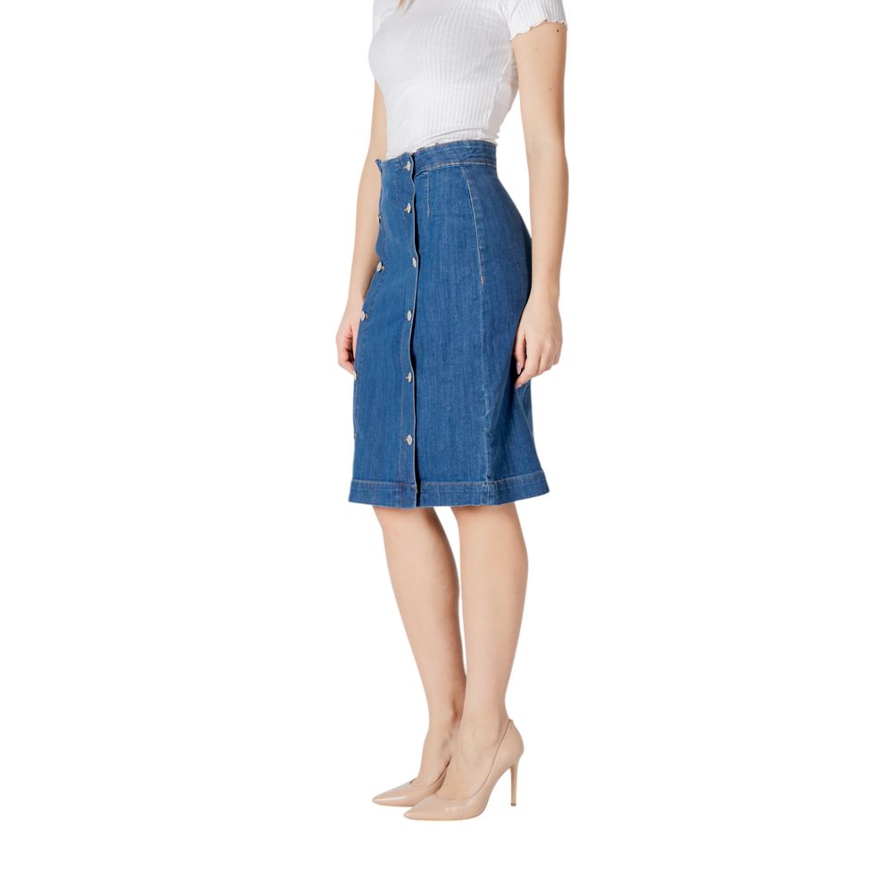 ICHI Blue Cotton Long Skirt | Regal Royce