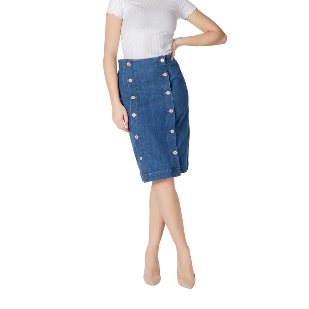 ICHI Blue Cotton Long Skirt | Regal Royce