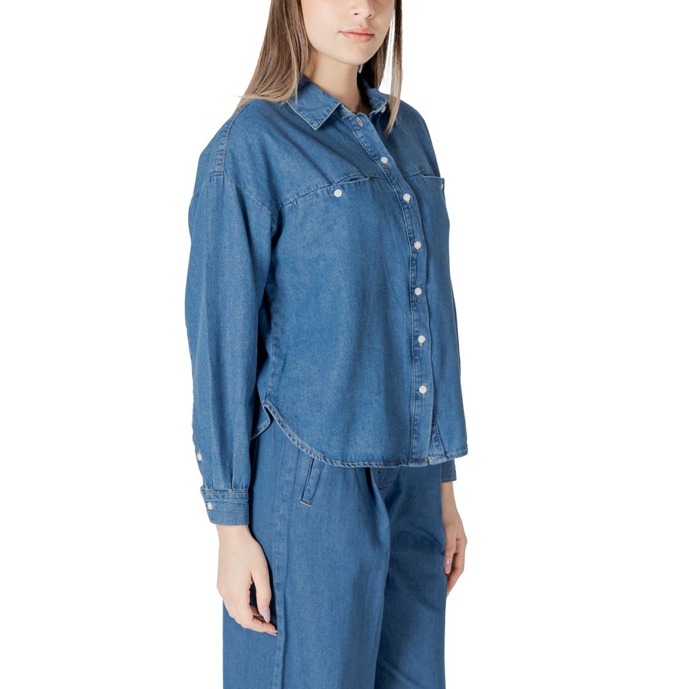 ICHI Blue Cotton Blouse | Regal Royce