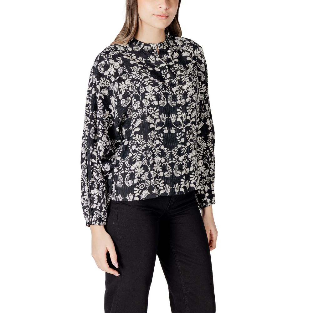 ICHI Black Viscose Blouse | Regal Royce