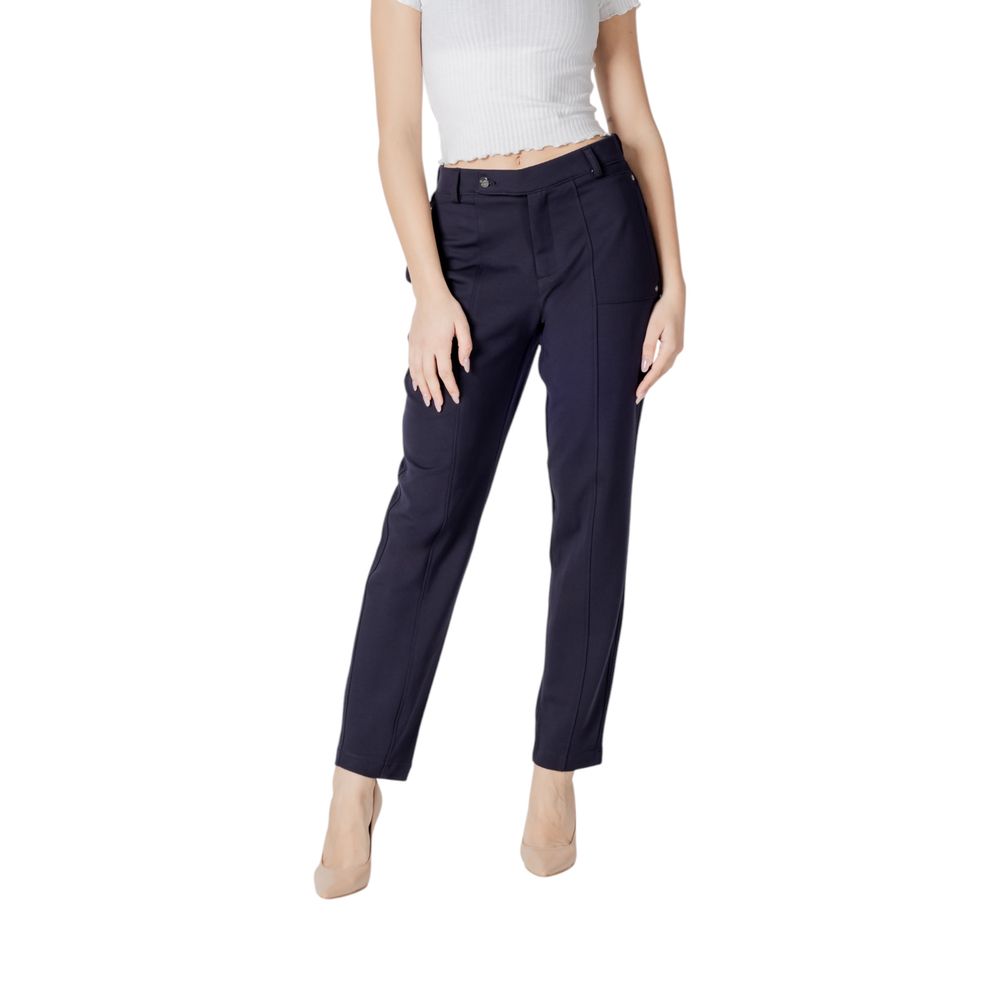 Street One Blue Viscose Casual Pants | Regal Royce
