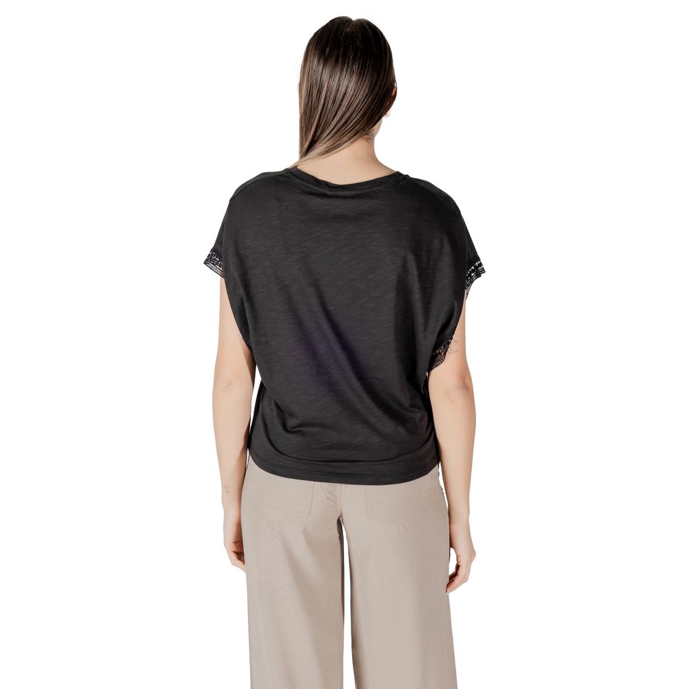 ICHI Black Cotton T-Shirt | Regal Royce