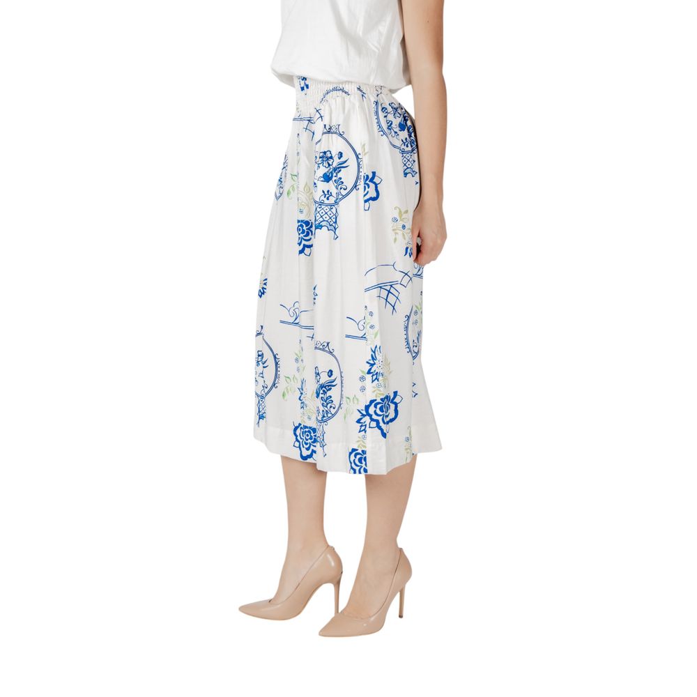 ICHI White Viscose Skirt | Regal Royce