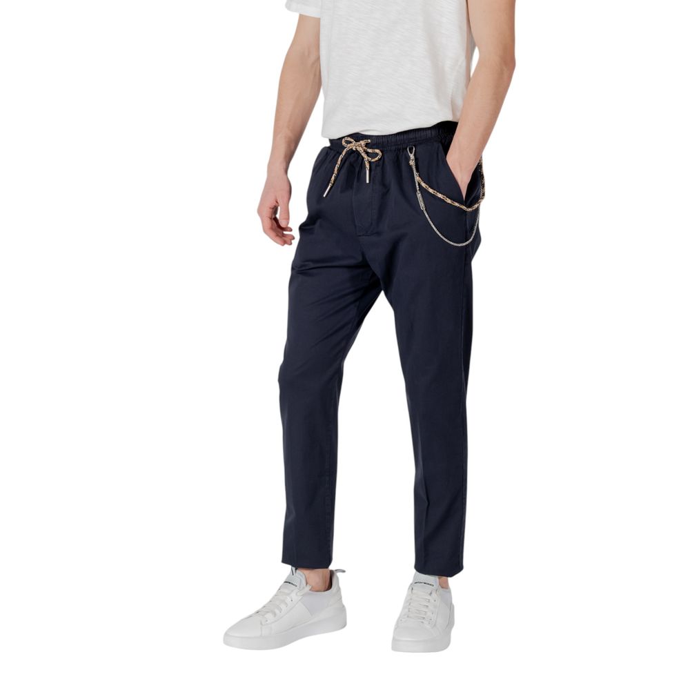 Gianni Lupo Blue Cotton Casual Pants | Regal Royce