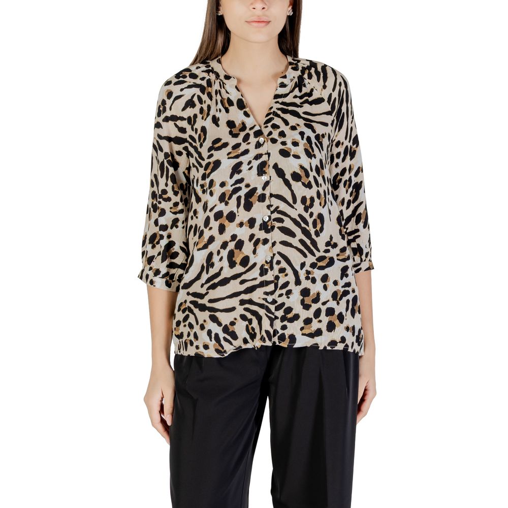 ICHI Beige Viscose Blouse | Regal Royce