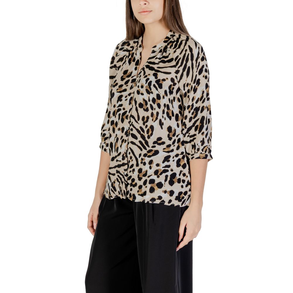 ICHI Beige Viscose Blouse | Regal Royce