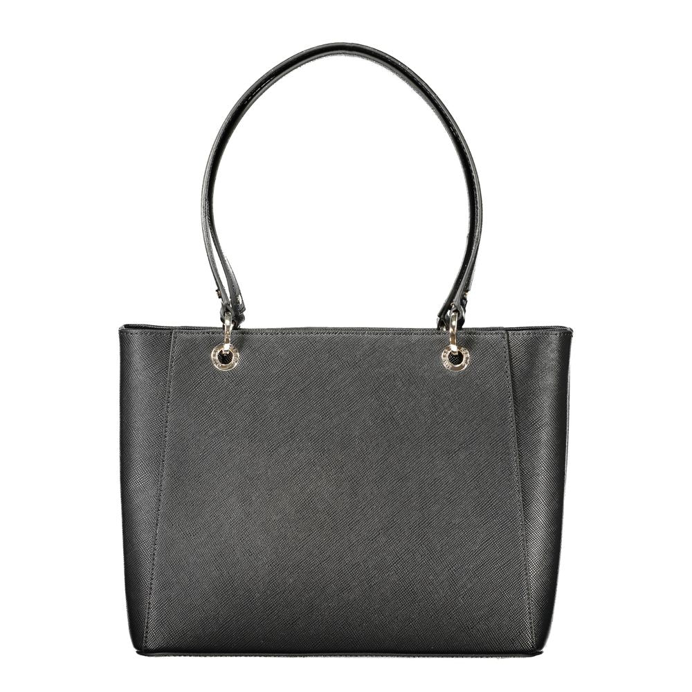 Guess Jeans Black Polyurethane Women's Handbag | Regal Royce