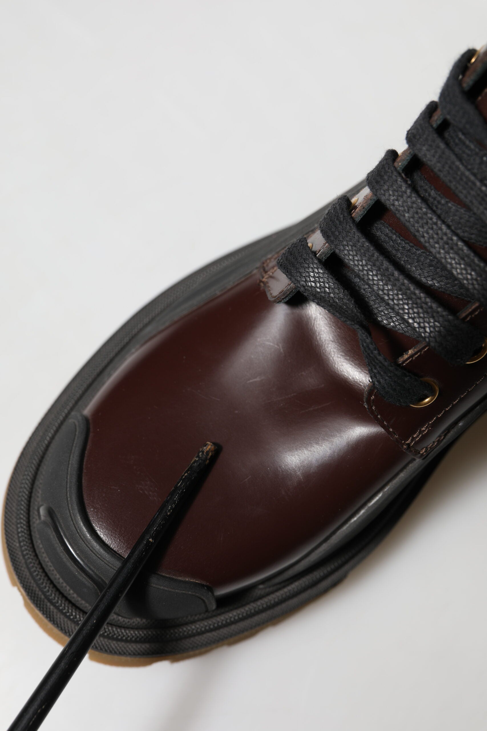 Dolce & Gabbana Maroon Leather Mid Calf Biker Boots Shoes | Regal Royce