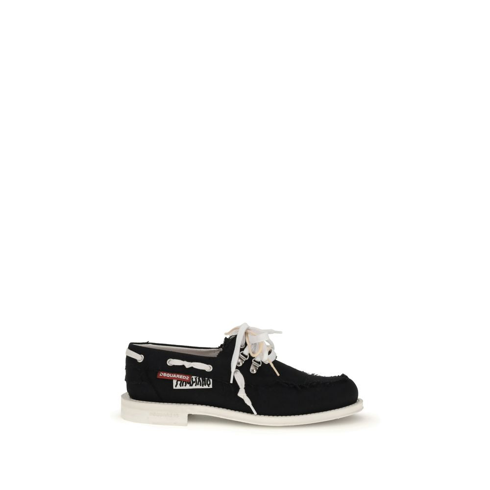 Dsquared² Black Cotton Slip-On Loafers | Regal Royce