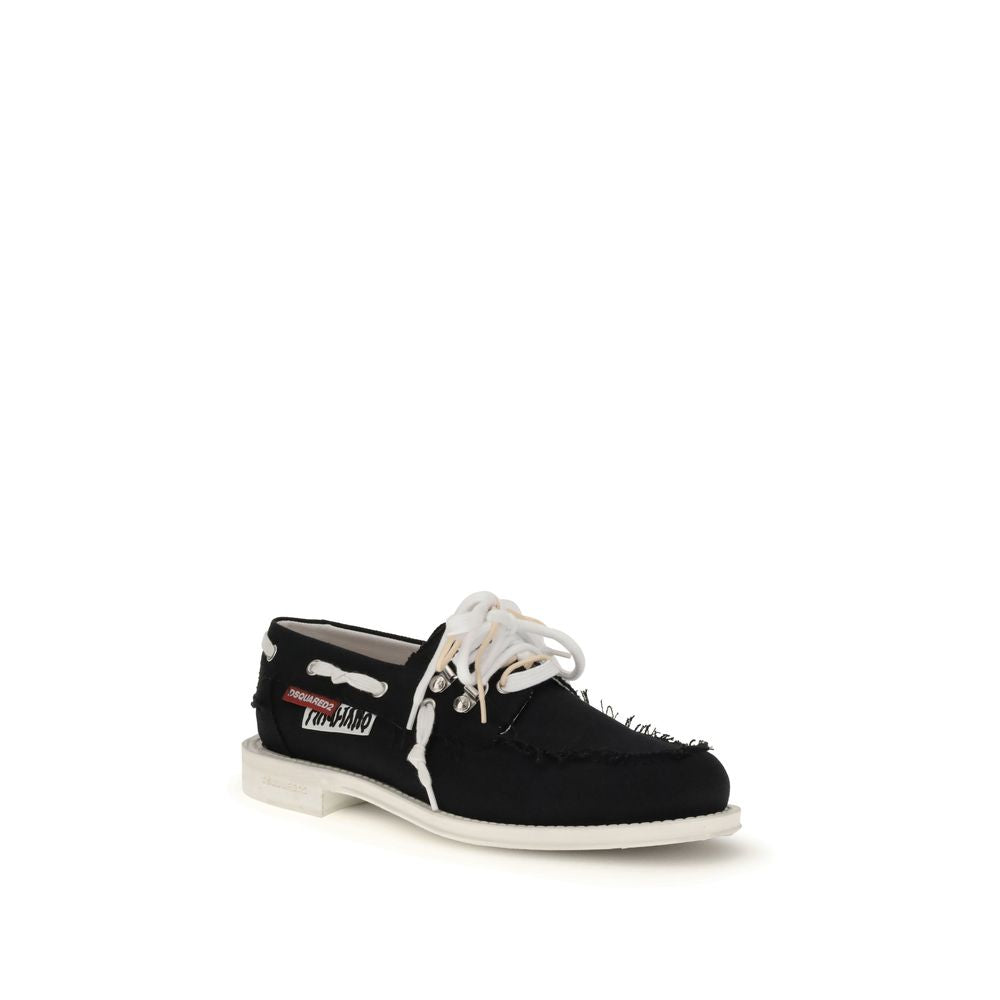 Dsquared² Black Cotton Slip-On Loafers | Regal Royce