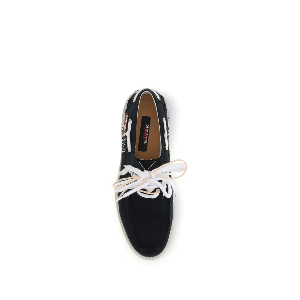 Dsquared² Black Cotton Slip-On Loafers | Regal Royce