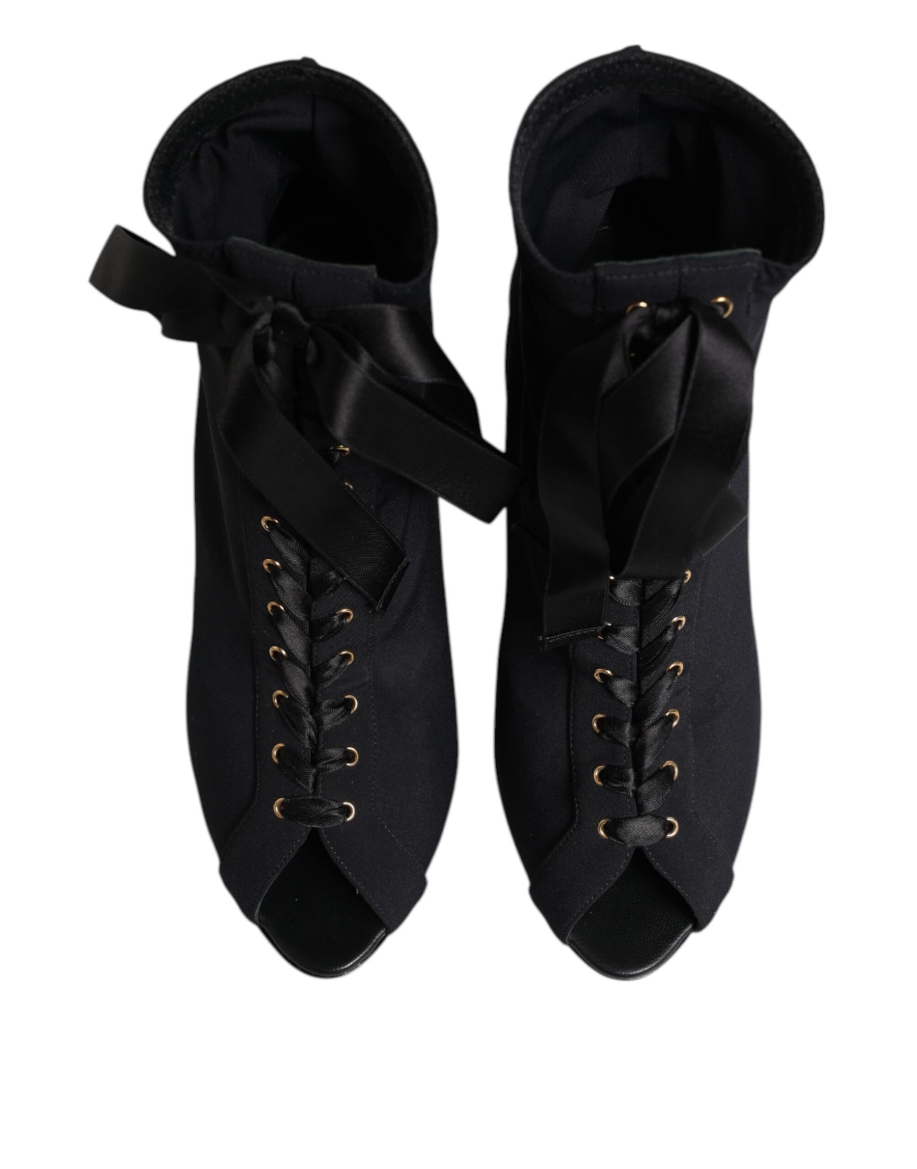 Dolce & Gabbana Black Stiletto Heels Lace Up Boots Shoes | Regal Royce