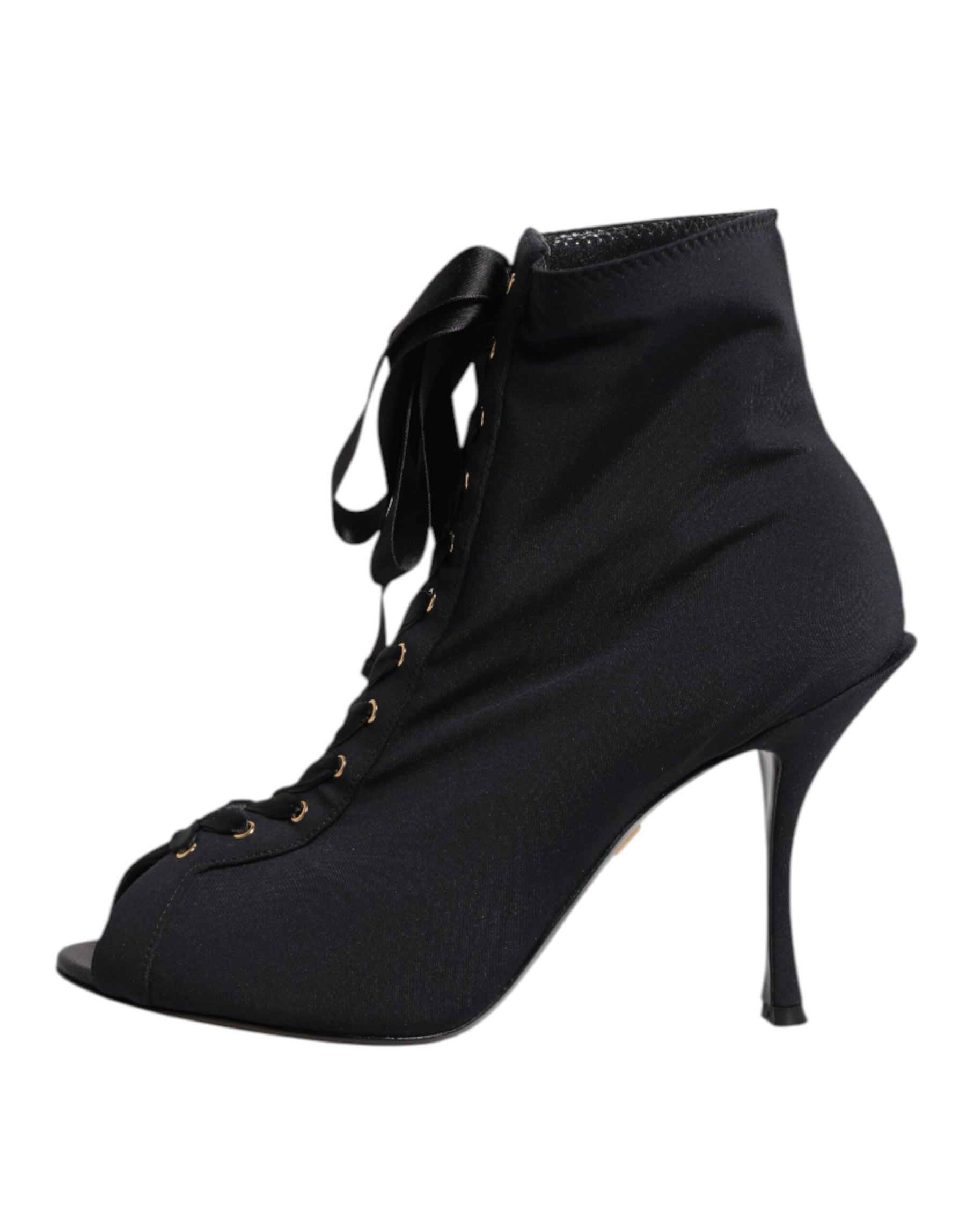 Dolce & Gabbana Black Stiletto Heels Lace Up Boots Shoes | Regal Royce