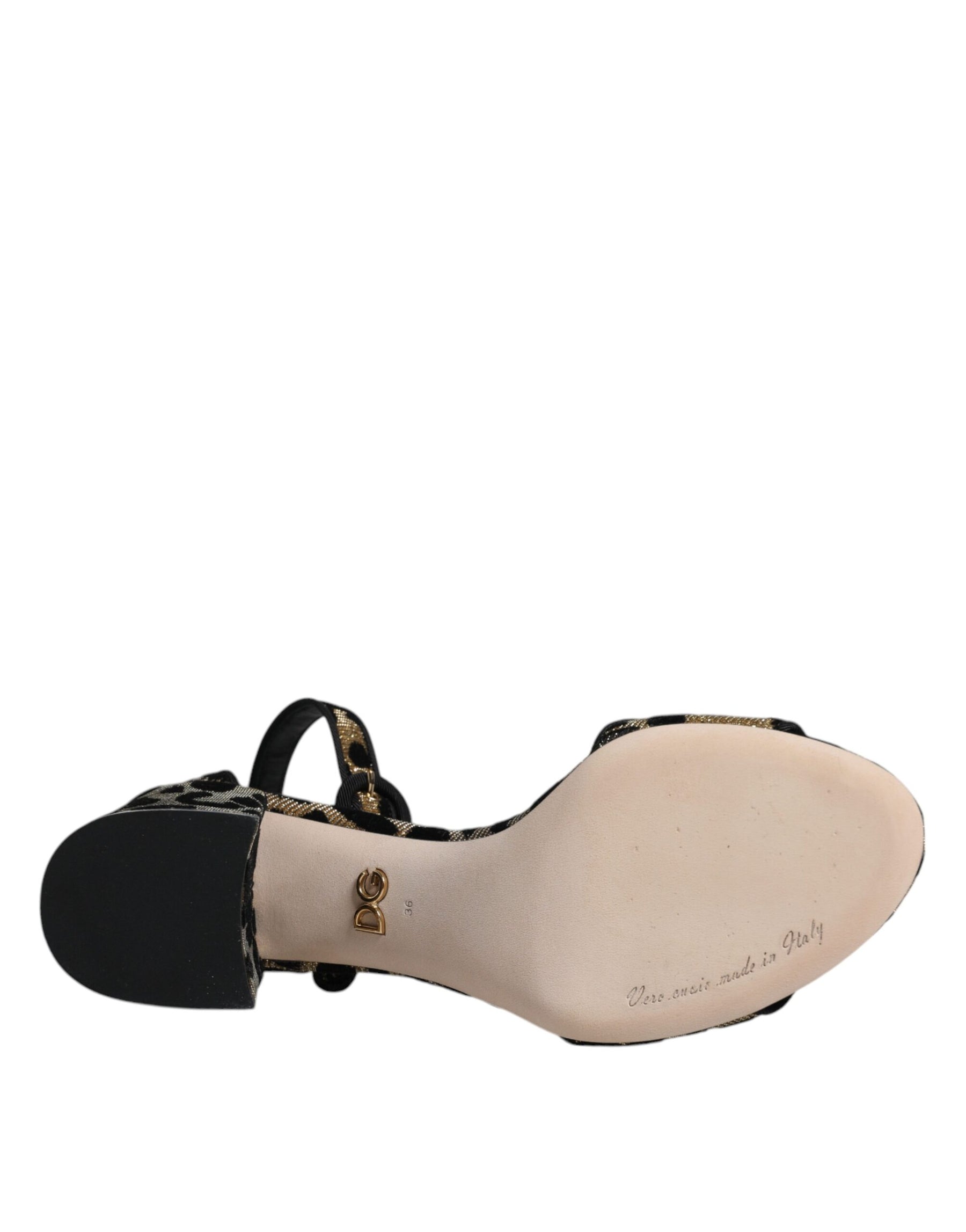Dolce & Gabbana Gold Leopard Ankle Strap Heels Sandals Shoes | Regal Royce