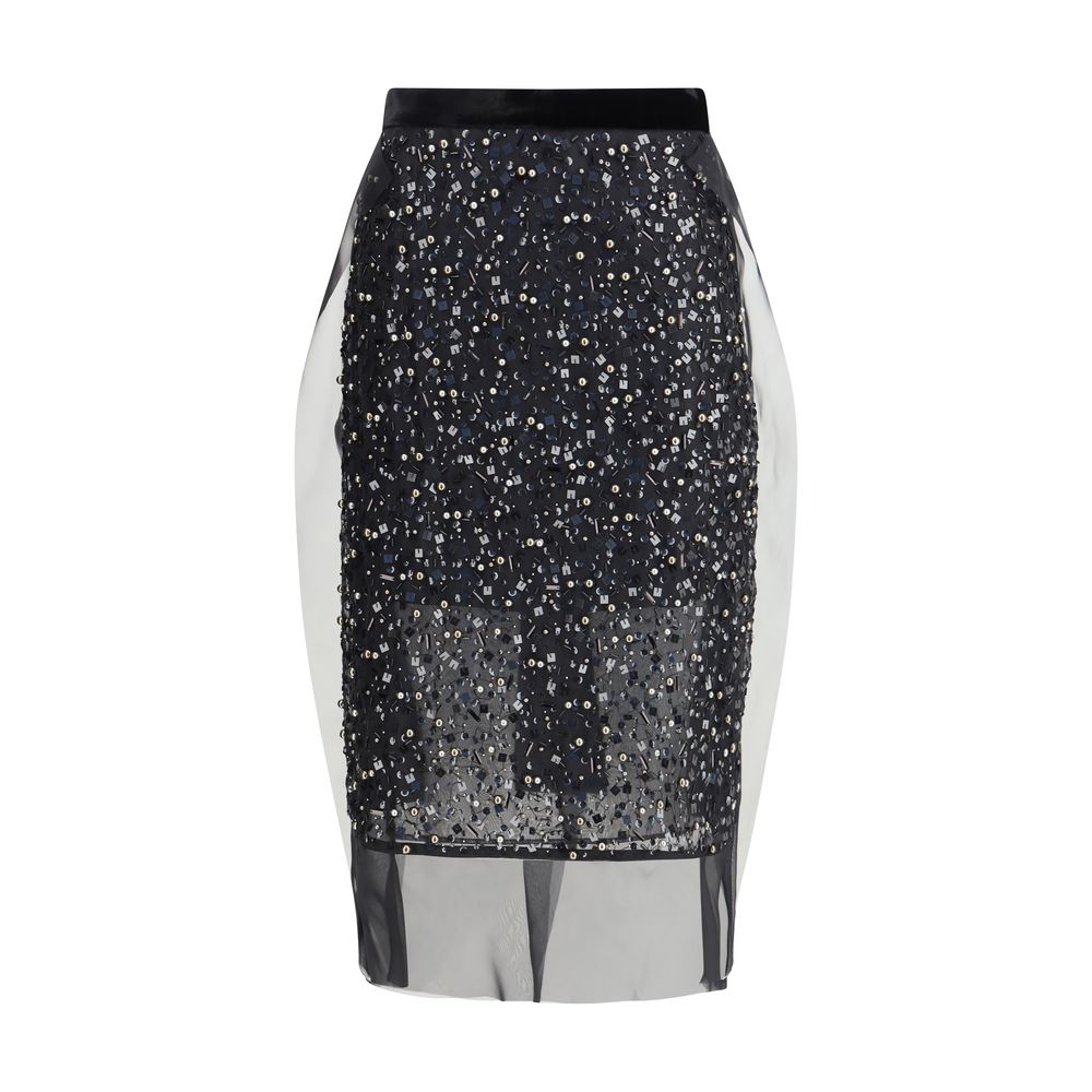 Sacai Black Polyester Midi Skirt | Regal Royce