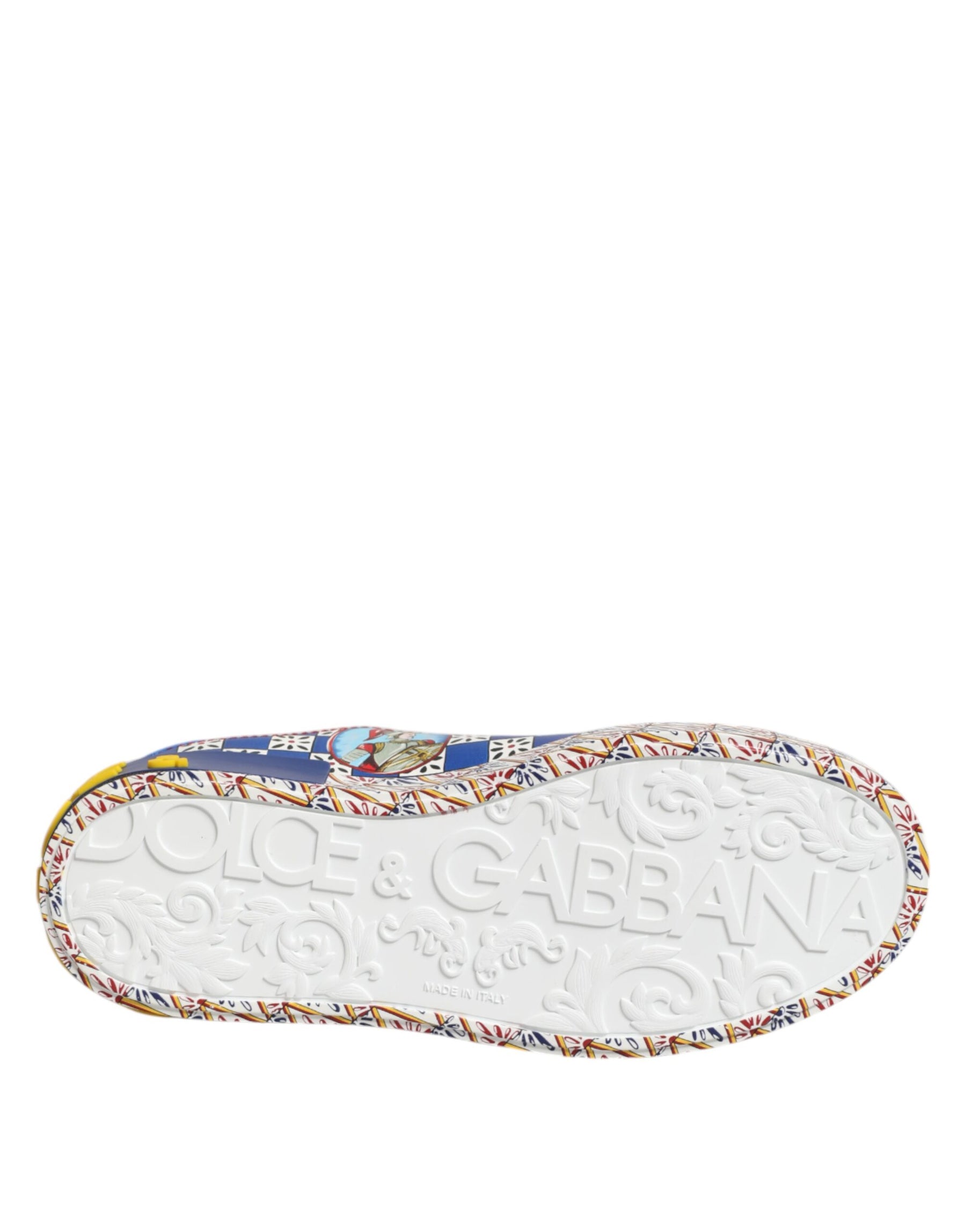 Dolce & Gabbana Portofino Carretto Printed Leather Sneakers Shoes | Regal Royce