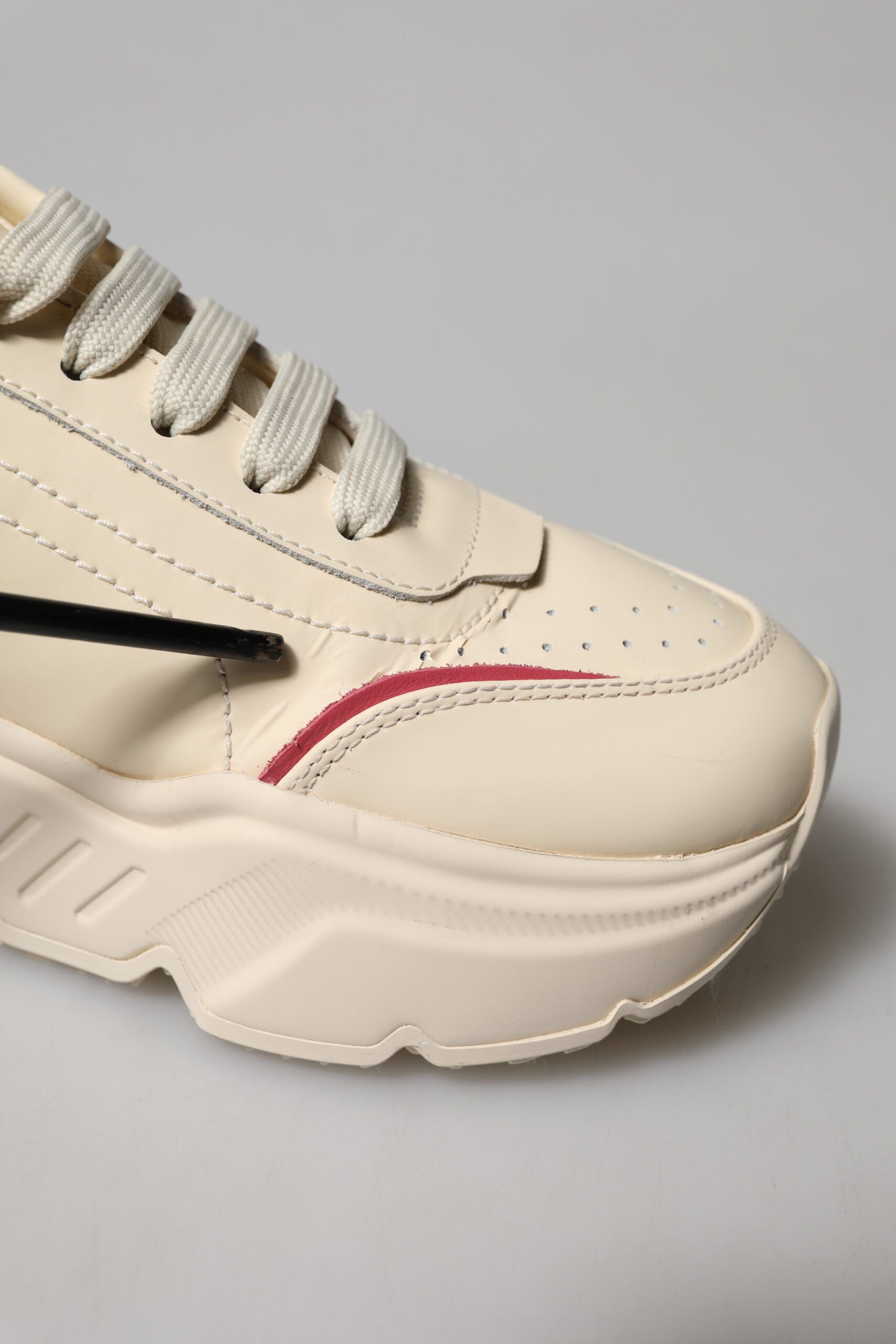 Dolce & Gabbana White Pink Leather Daymaster Sneakers Shoes | Regal Royce