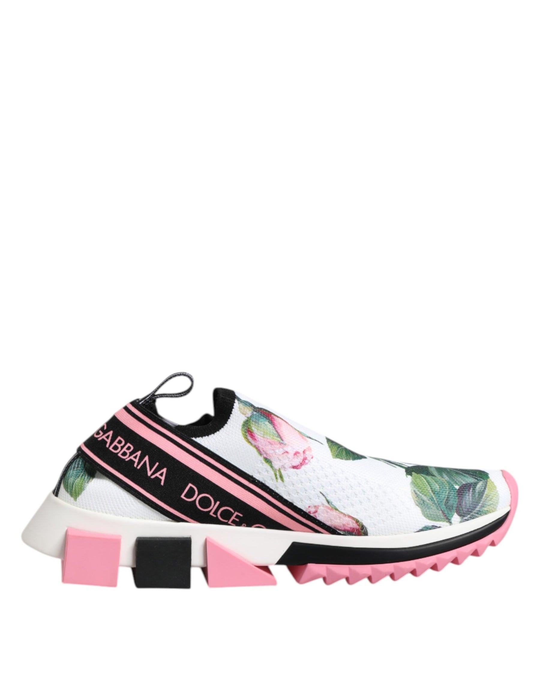 Dolce & Gabbana White Rose Print Sorrento Sneakers Shoes | Regal Royce
