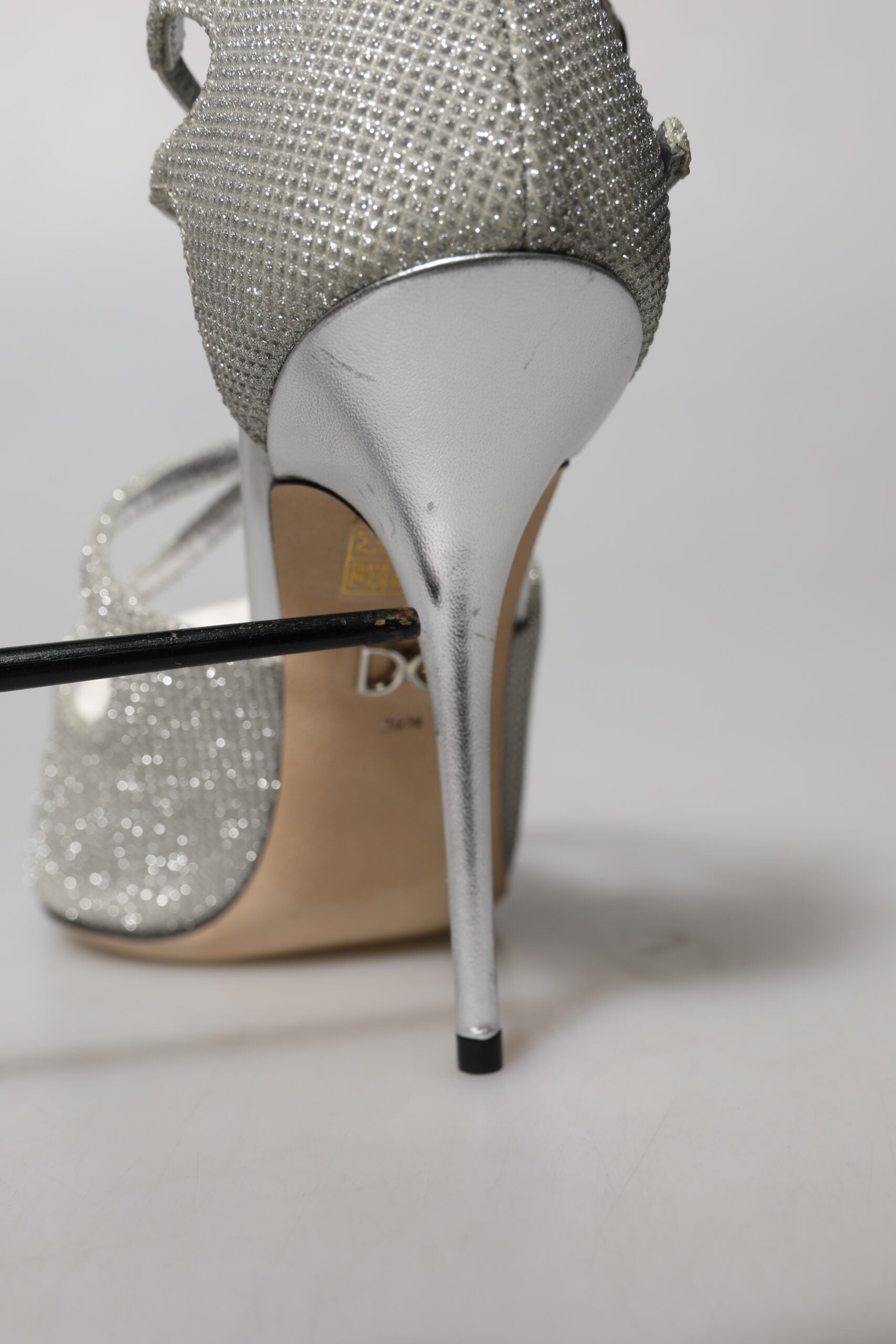 Dolce & Gabbana Silver Shimmers Sandals Heel Pumps Shoes | Regal Royce