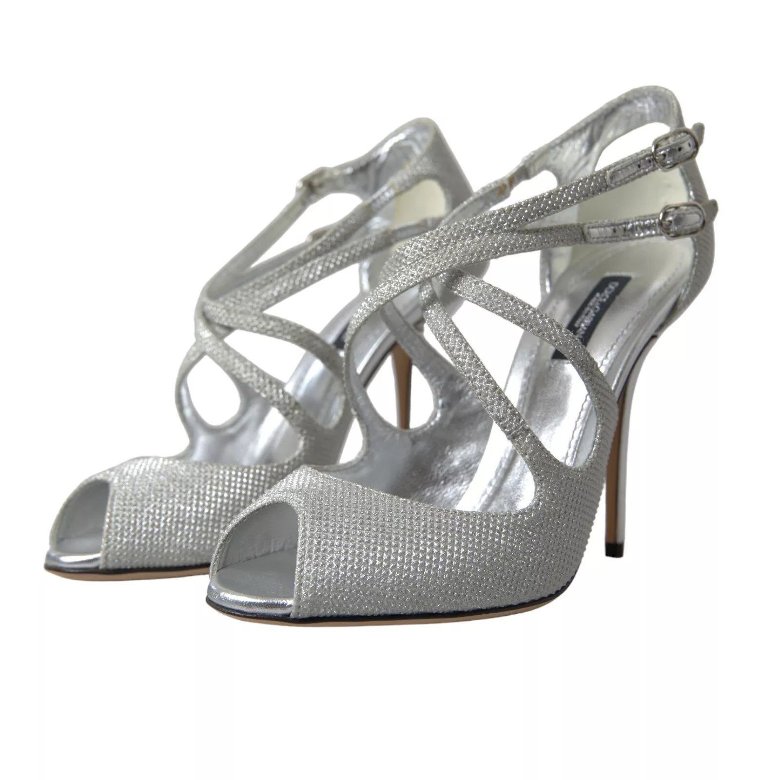 Dolce & Gabbana Silver Shimmers Sandals Heel Pumps Shoes | Regal Royce