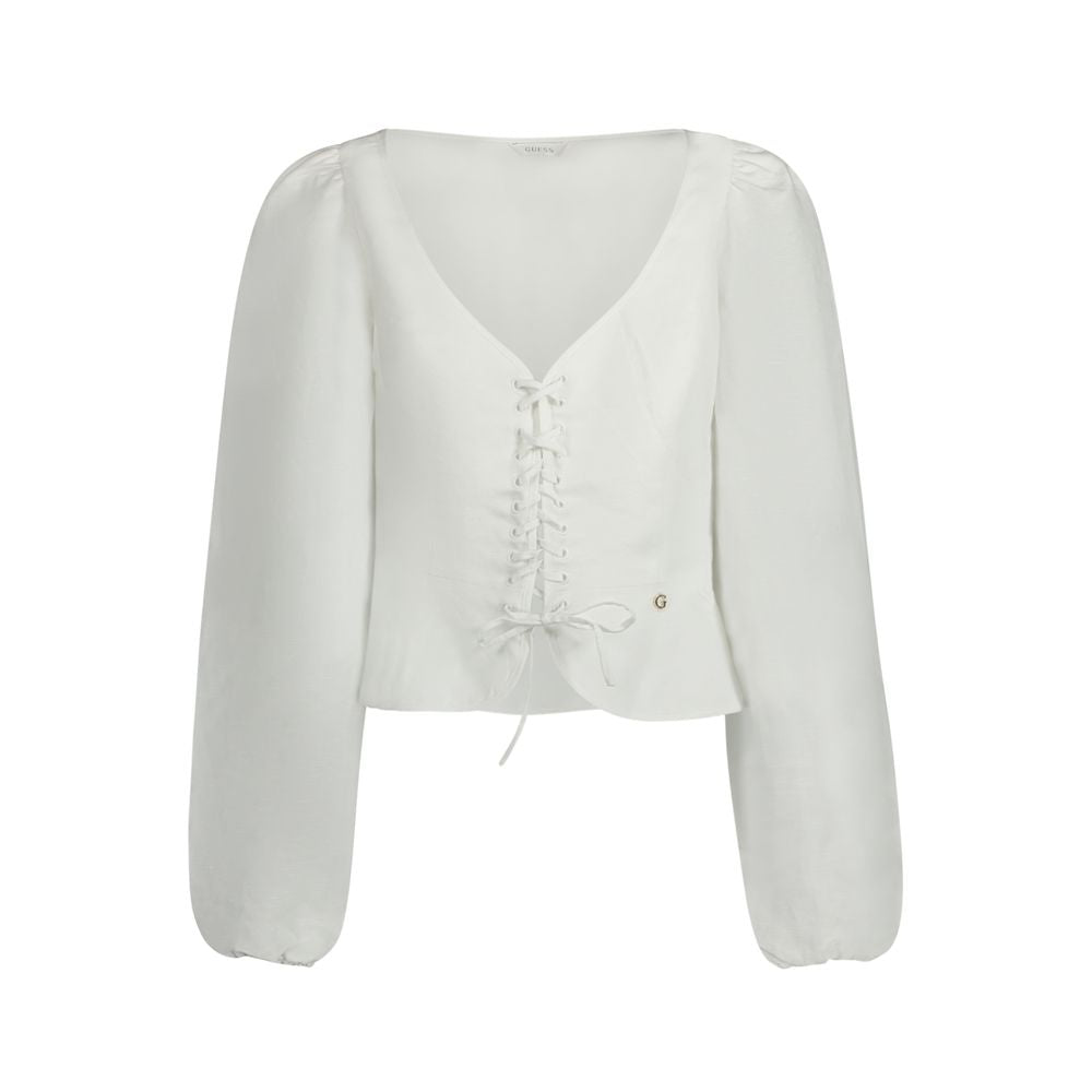 Guess Jeans Bianco Lyocell Women Shirt | Regal Royce