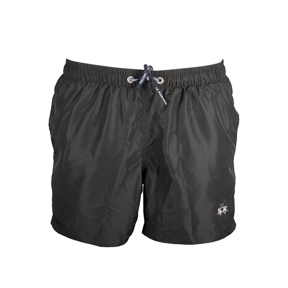 La Martina Black Polyester Men's Swim Trunk | Regal Royce