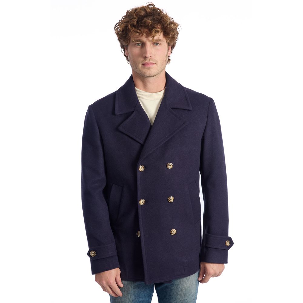 Roberto Pepe Luxury Blue Wool Men's Short Coat | Regal Royce