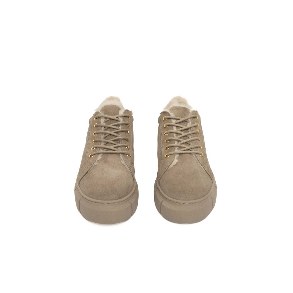 Cerruti 1881 Beige Calfskin Women Platform Sneaker