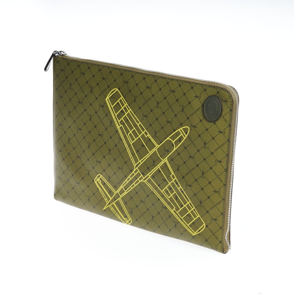 Trussardi Green Leather Men Clutch | Regal Royce