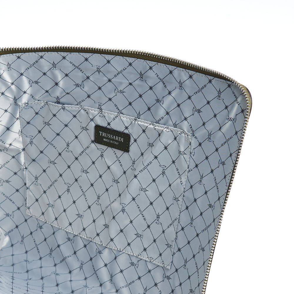 Trussardi Green Leather Men Clutch | Regal Royce