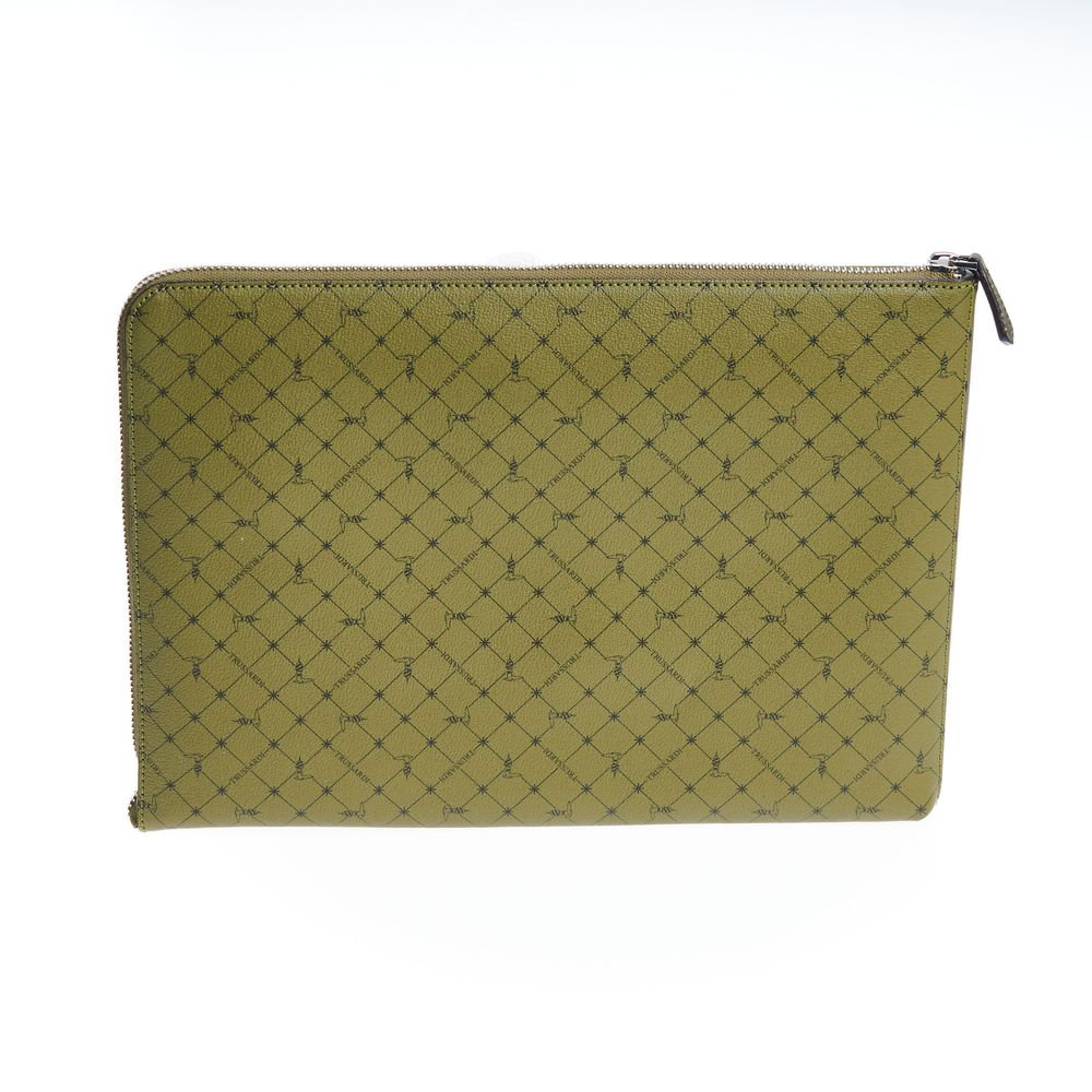 Trussardi Green Leather Men Clutch | Regal Royce