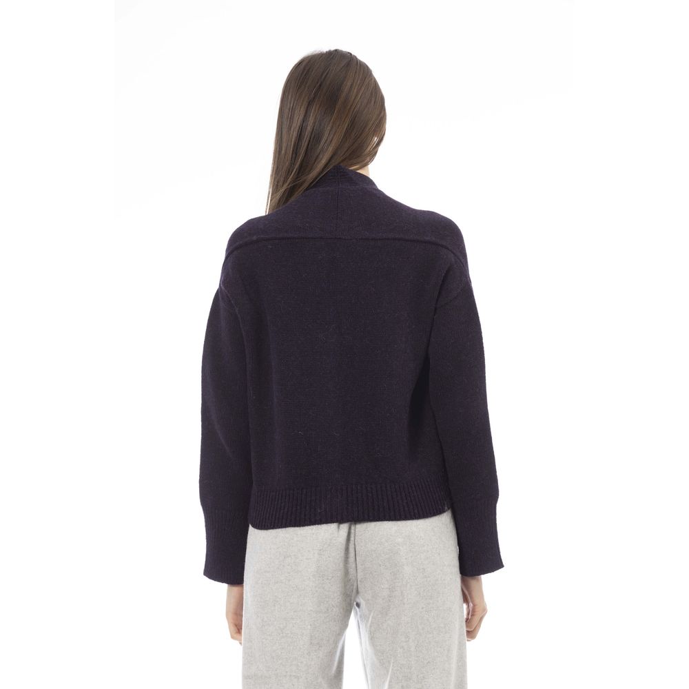 Alpha Studio Purple Merino Wool Women Cardigan | Regal Royce