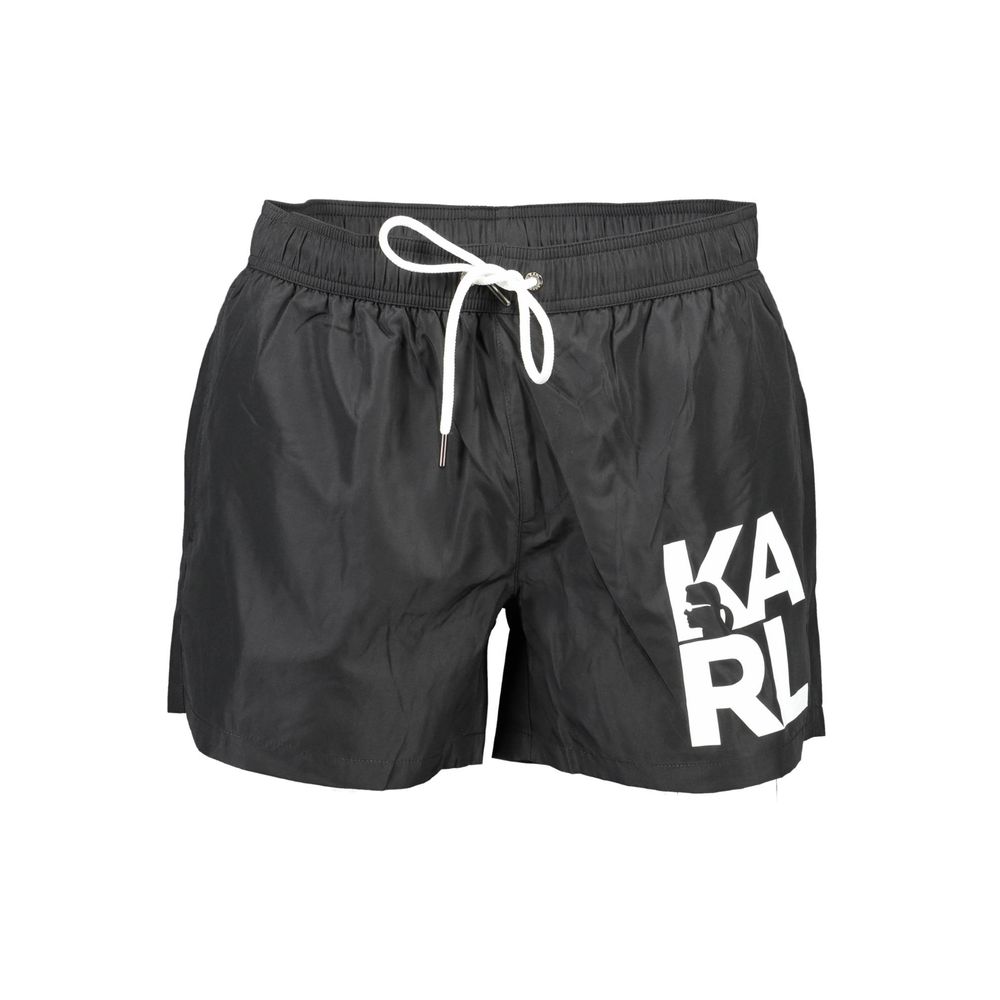 Karl Lagerfeld Black Polyester Men's Swim Trunk | Regal Royce