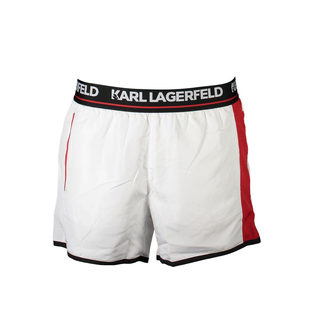Karl Lagerfeld Bianco Poliestere Men Swim Boxer | Regal Royce