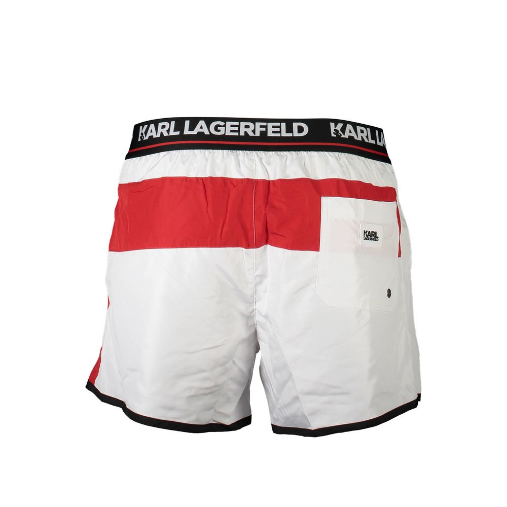 Karl Lagerfeld Bianco Poliestere Men Swim Boxer | Regal Royce