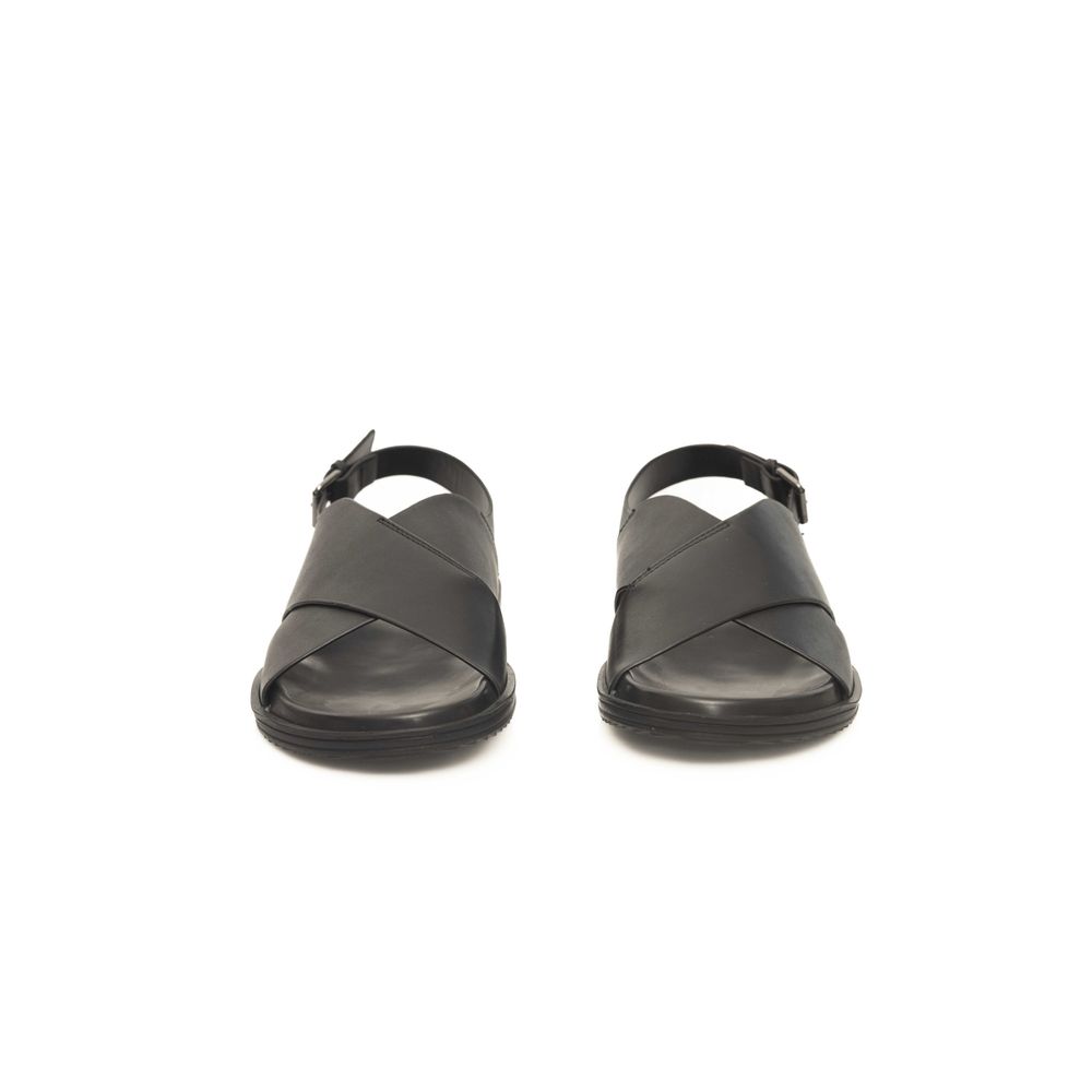 Cerruti 1881 Black Leather Men Sandal | Regal Royce
