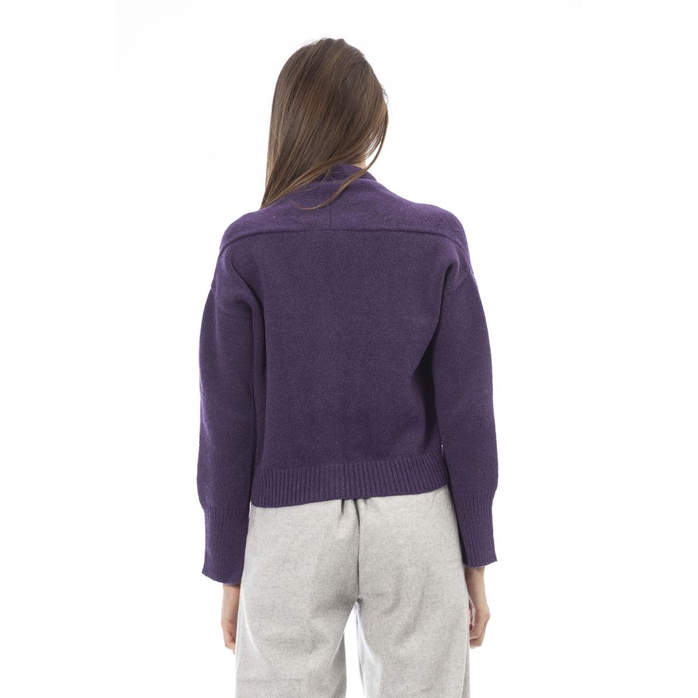Alpha Studio Purple Merino Wool Women Cardigan | Regal Royce