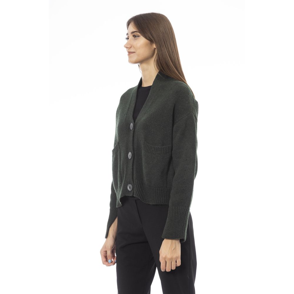 Alpha Studio Gray Merino Wool Women Cardigan | Regal Royce