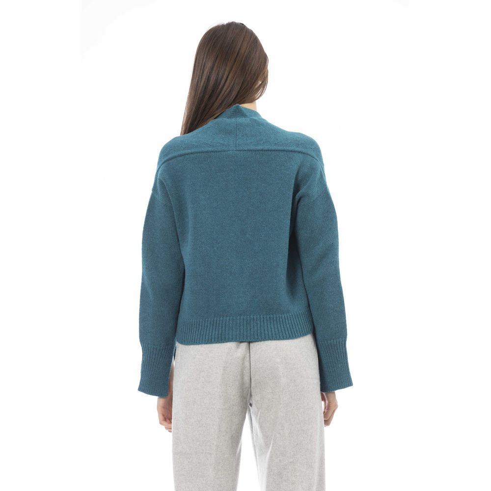 Alpha Studio Teal Merino Wool Women Cardigan | Regal Royce