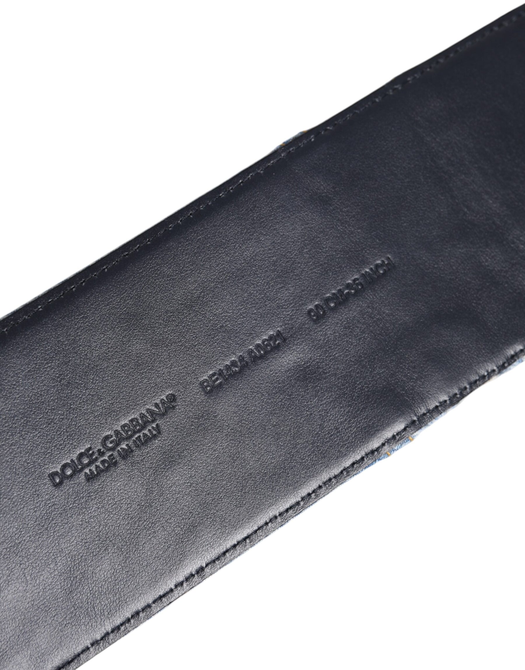 Dolce & Gabbana Blue Two Tone Denim Gold Metal Buckle Belt | Regal Royce