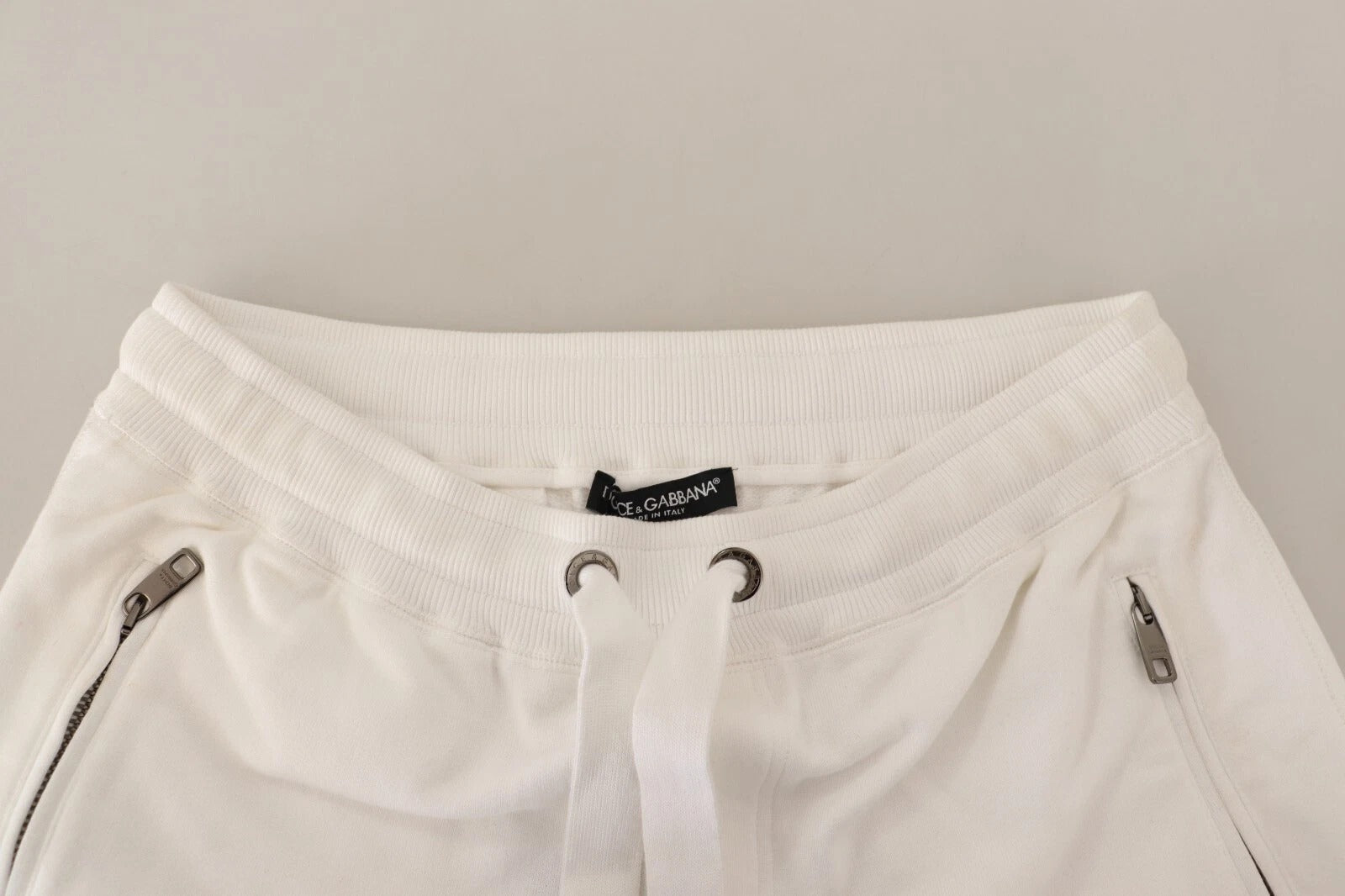 Dolce & Gabbana White Cotton Logo Patch Sweatpants Jogging Pants | Regal Royce