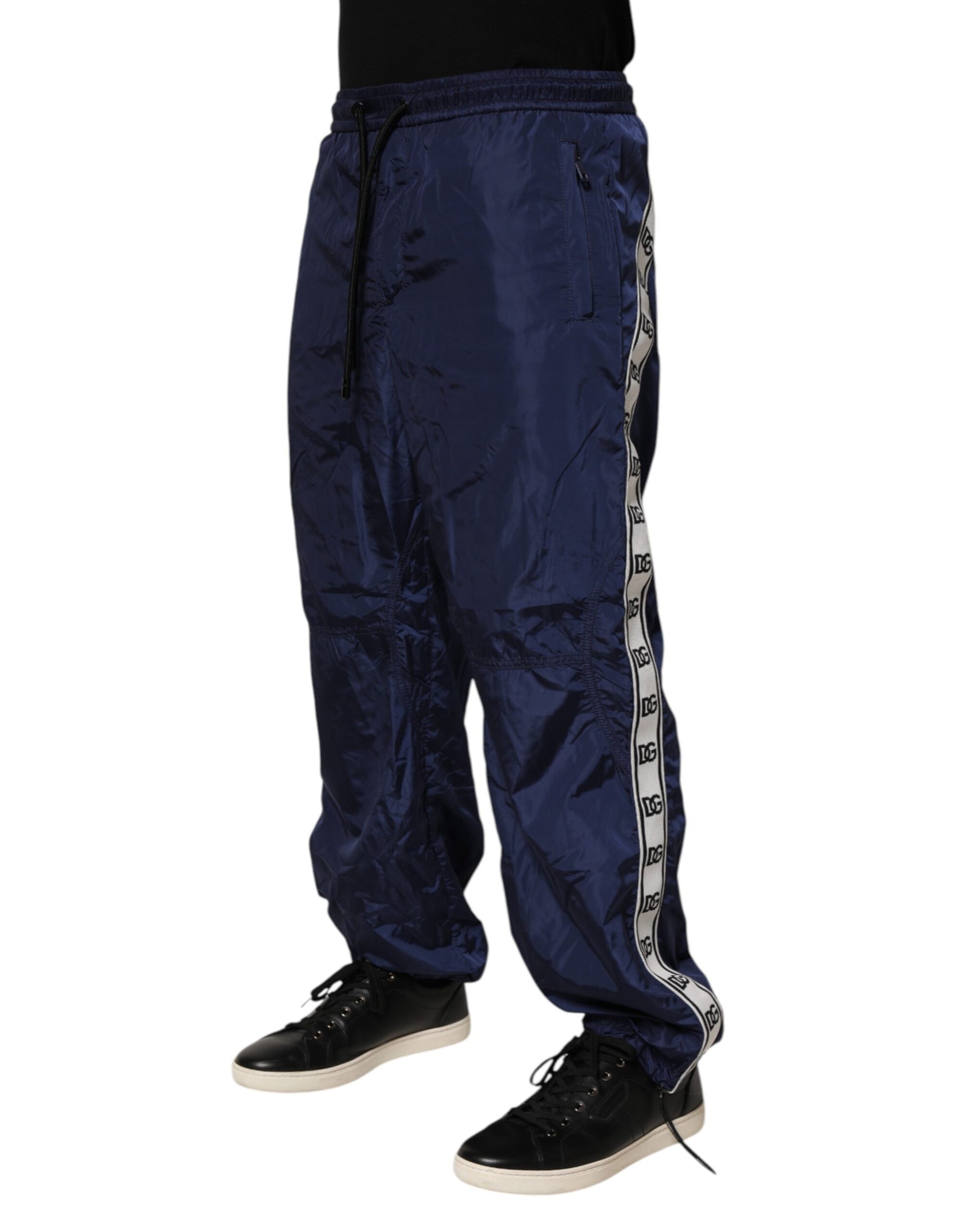 Dolce & Gabbana Blue Nylon Straight Jogger Sweatpants Pants | Regal Royce