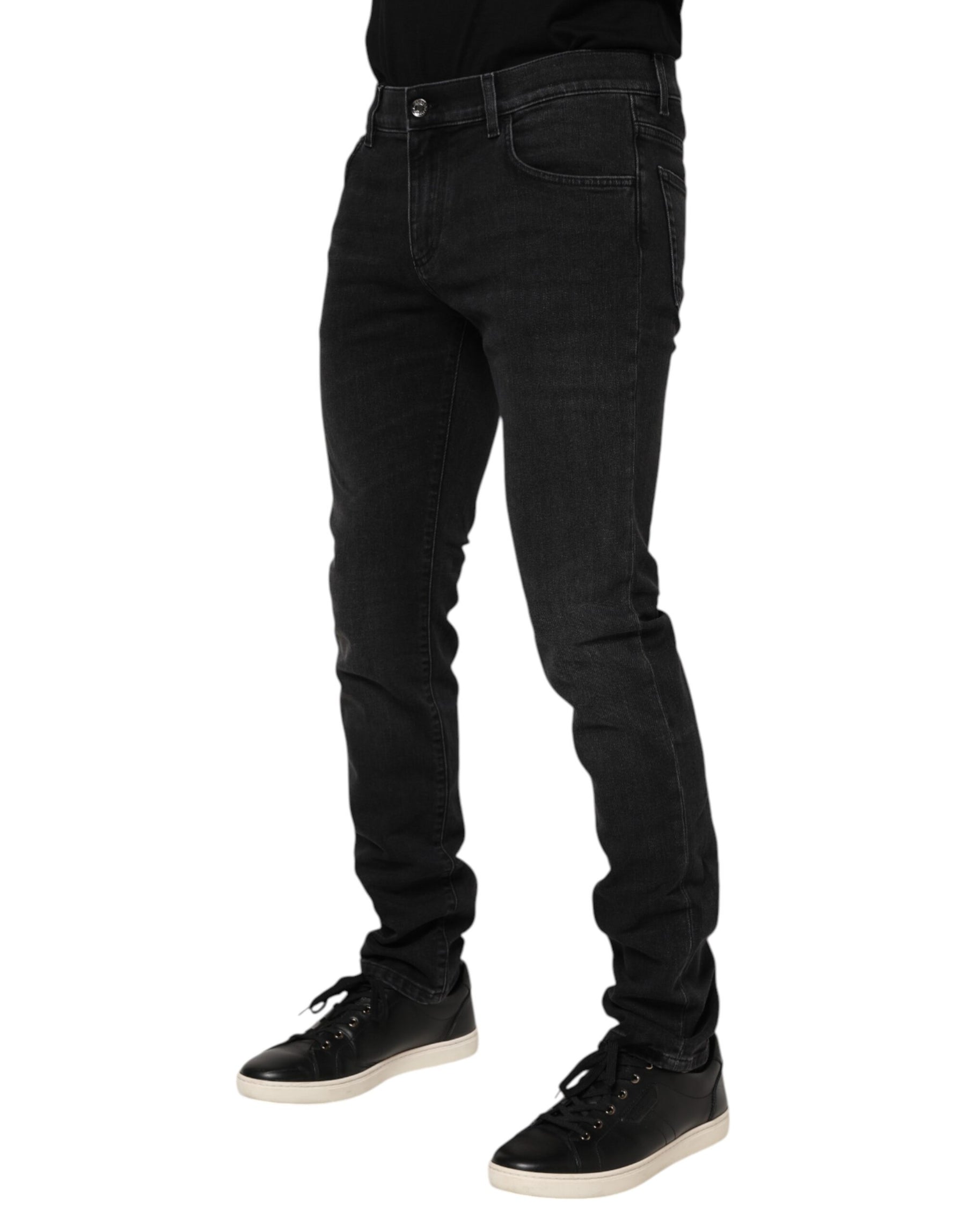 Dolce & Gabbana Black Cotton Skinny Men Denim Trouser Jeans | Regal Royce