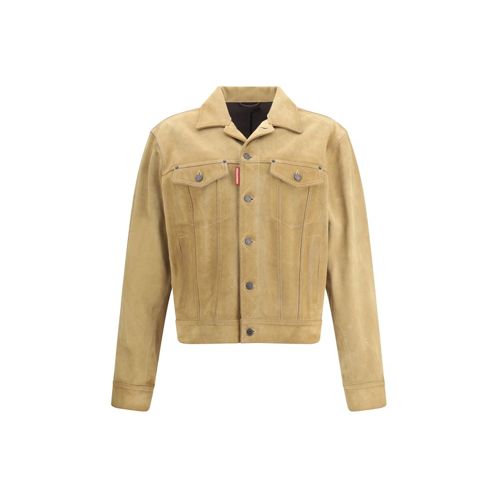 Dsquared² Beige Leather Denim Jacket | Regal Royce