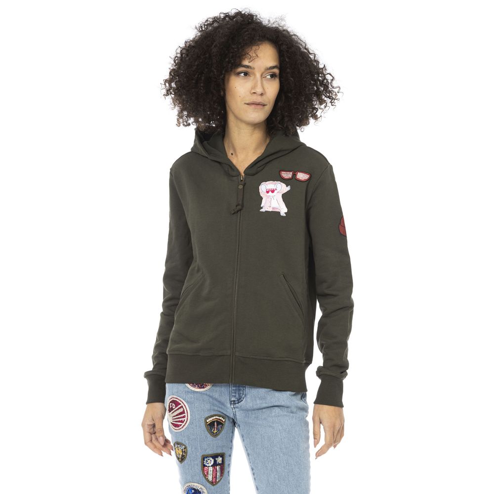Mr&Mrs Italy Green Cotton Women Hoodie | Regal Royce