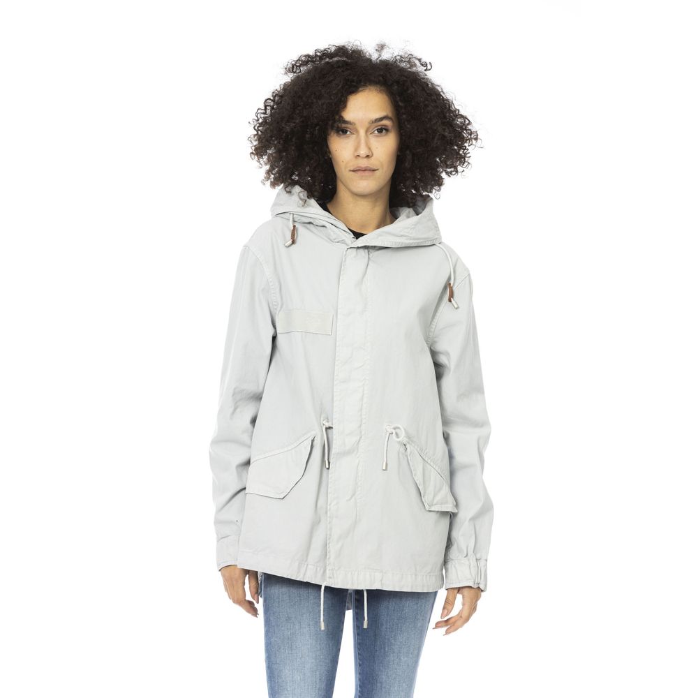Mr&Mrs Italy Silver Cotton Women Parka Jacket | Regal Royce