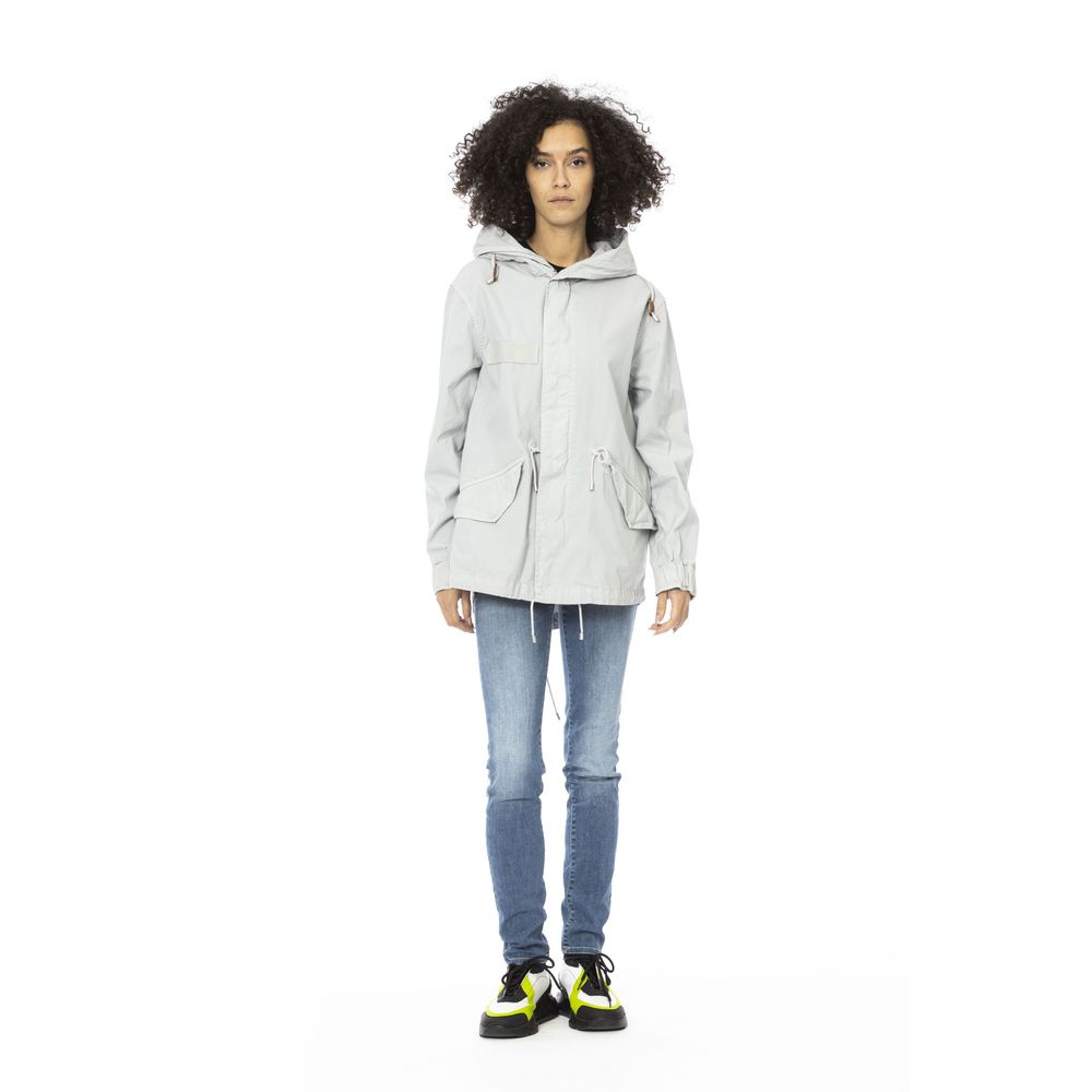 Mr&Mrs Italy Silver Cotton Women Parka Jacket | Regal Royce