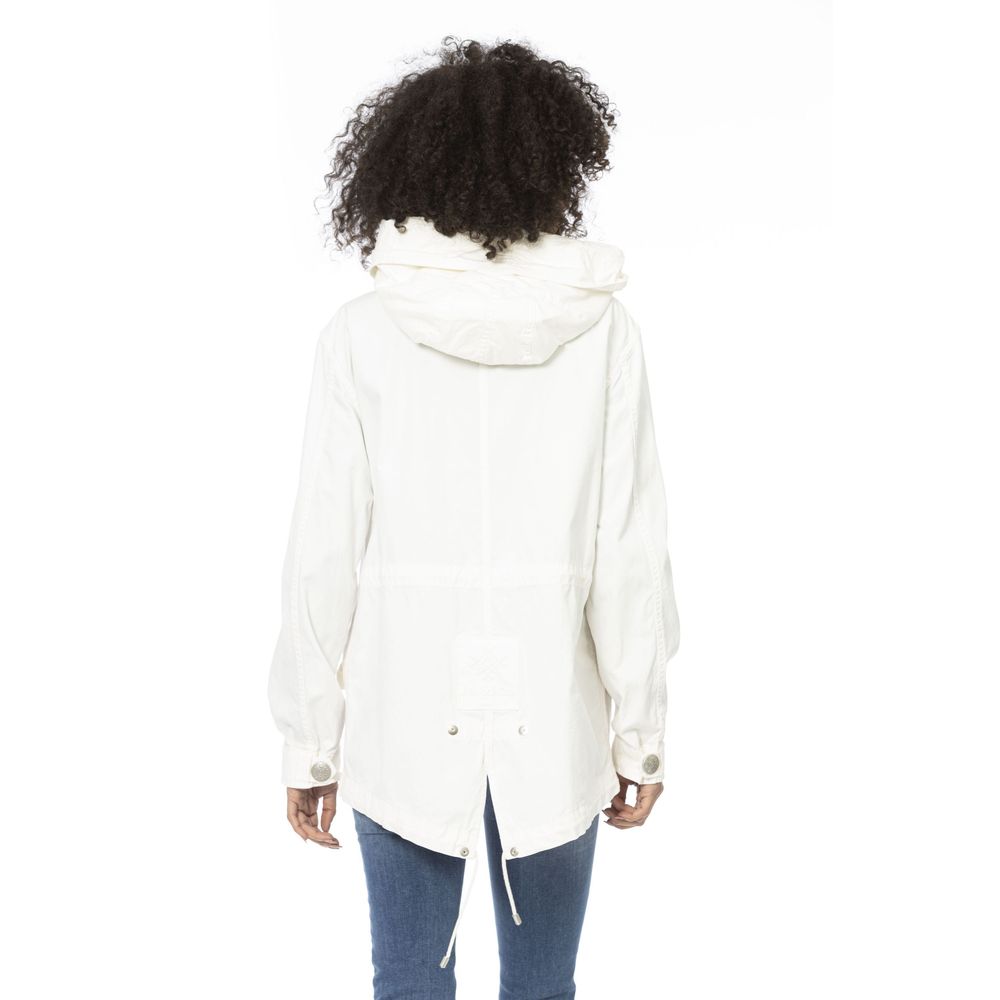 Mr&Mrs Italy White Cotton Women Parka Jacket | Regal Royce