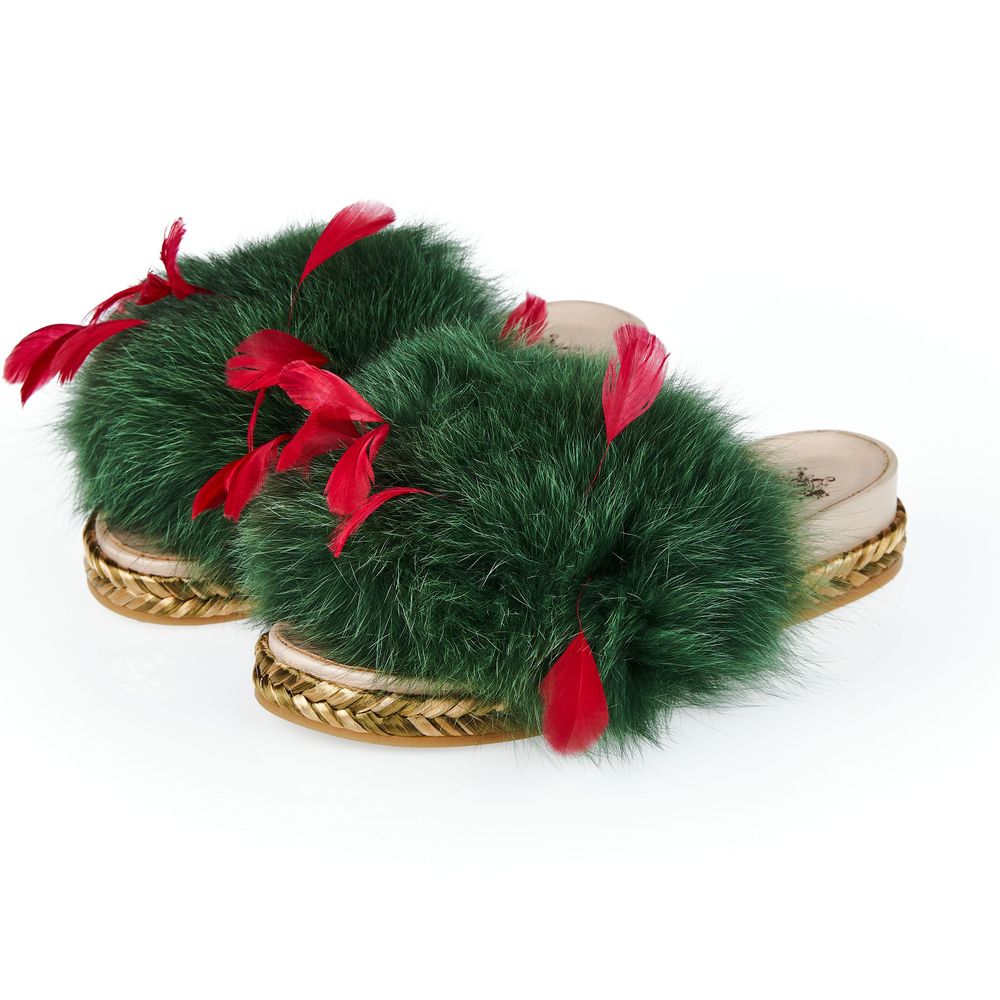 Mr&Mrs Italy Green Lamb Leather Women Sandal | Regal Royce