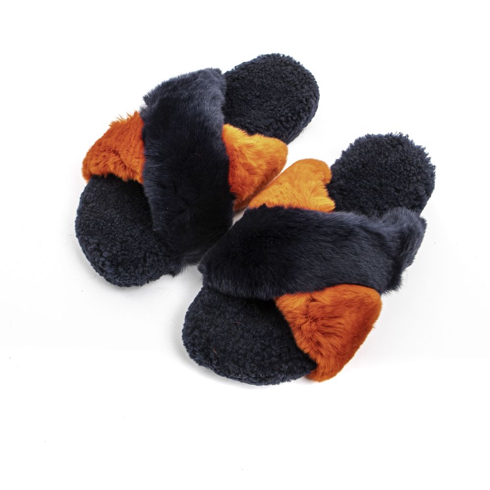 Mr&Mrs Italy Blue Rabbit Fur Women Sandal | Regal Royce